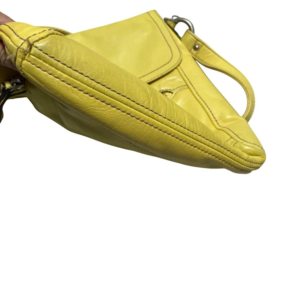 Fossil Hanover Handbag Yellow Leather Crossbody‎ Organizer Flap Bag